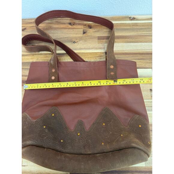 Large‎ Leather Suede Studded Bag Purse Tote - Picture 4 of 6